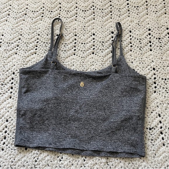 Spiritual Gangster Text Graphic Longline Bra Top Gray (Small) athleisure workout - Picture 3 of 6